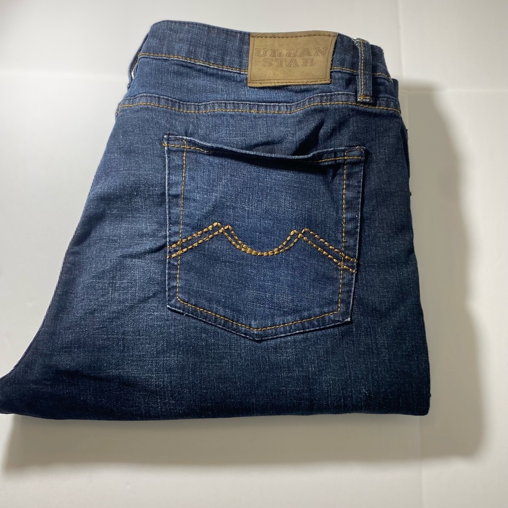 Urban Star Blue Jeans with Unique Stitching - Vintage Streetwear Y2k